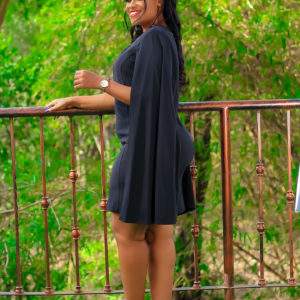 Cape Sleeve Crepe Dress (Copy)