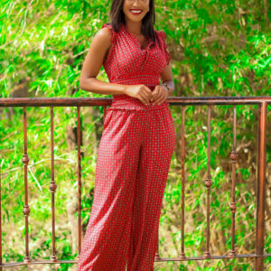 Wide leg crepe jumpsuit